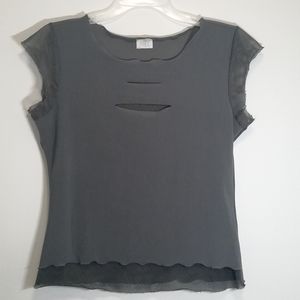 Suzy Shier crop top with mesh sleeves